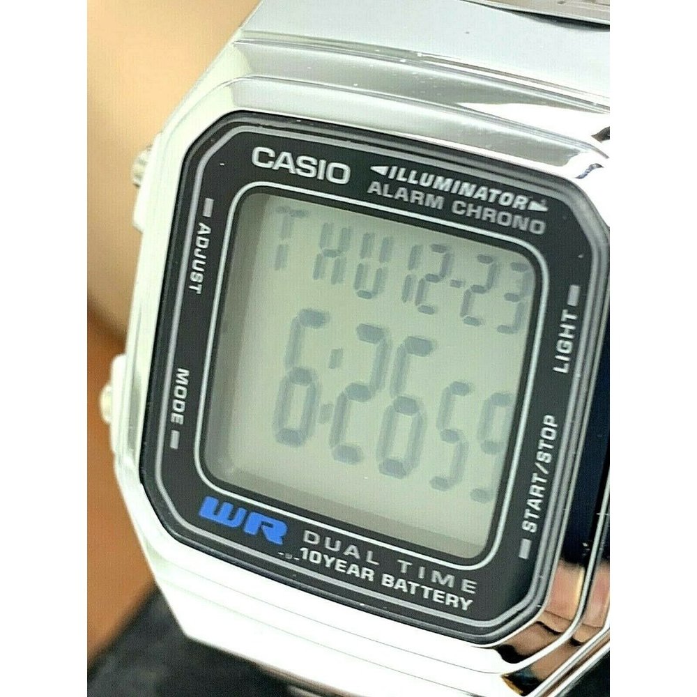 Casio Men's Watch A178WA-1A Silver Stainless Steel 34mm Digital Quartz 3234